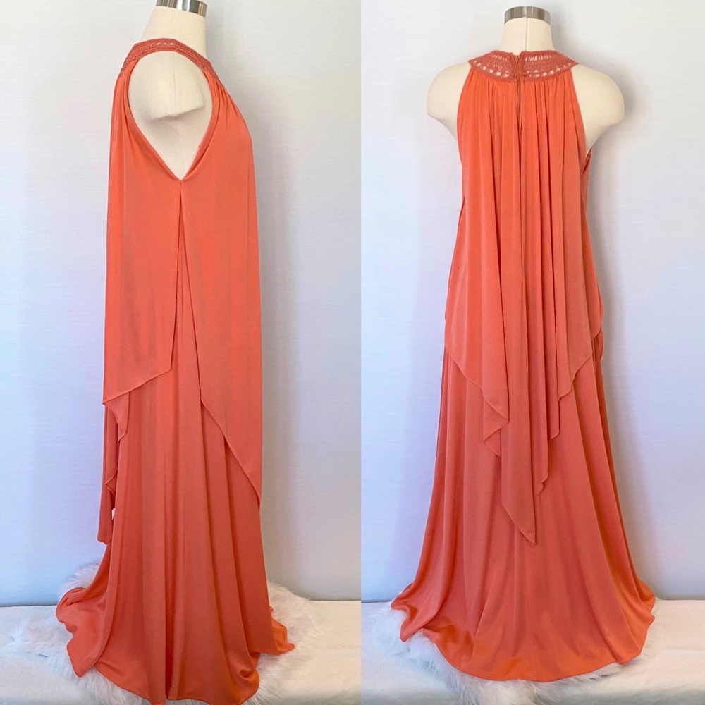 Vintage I.Magnin 70s Grecian Goddess Flowy Maxi Gown Halter Slip Dress Kaftan - Picture 4 of 11